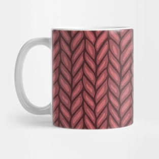 Deep Red Winter Knit Pattern Drawing Mug